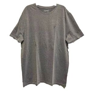Express Solid Moisture-Wicking Pique Crew Neck T-Shirt Men's Size XL Grey Logo